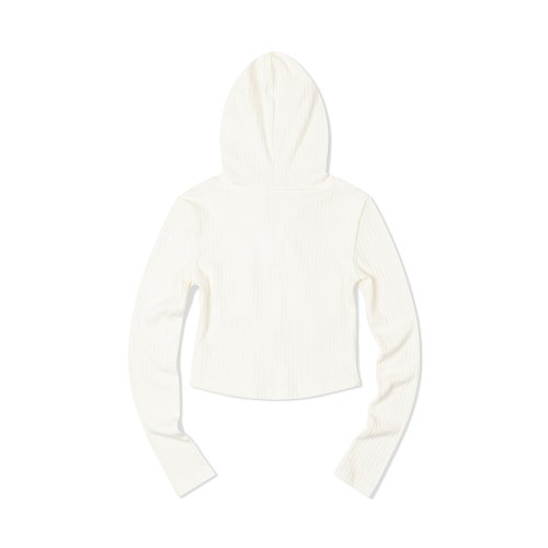 Укороченный трикотажный худи с двойным карманом (WHITE)