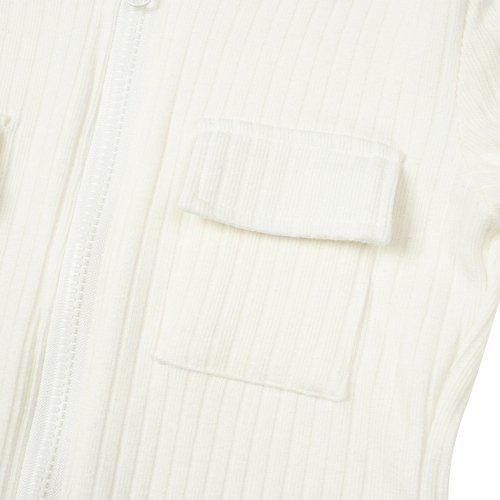 Укороченный трикотажный худи с двойным карманом (WHITE)