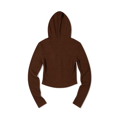 Укороченное худи крупной вязки с двойным карманом (BROWN)