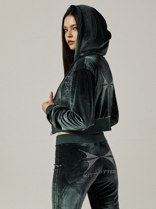 SYMBOL HOTFIX бархат худи ZIP-UP зелёный