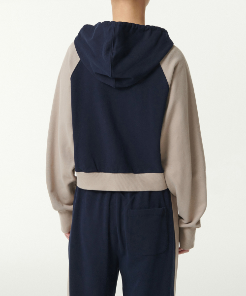 Женская укороченная зип-худи реглан [Navy/Greyish Beige]