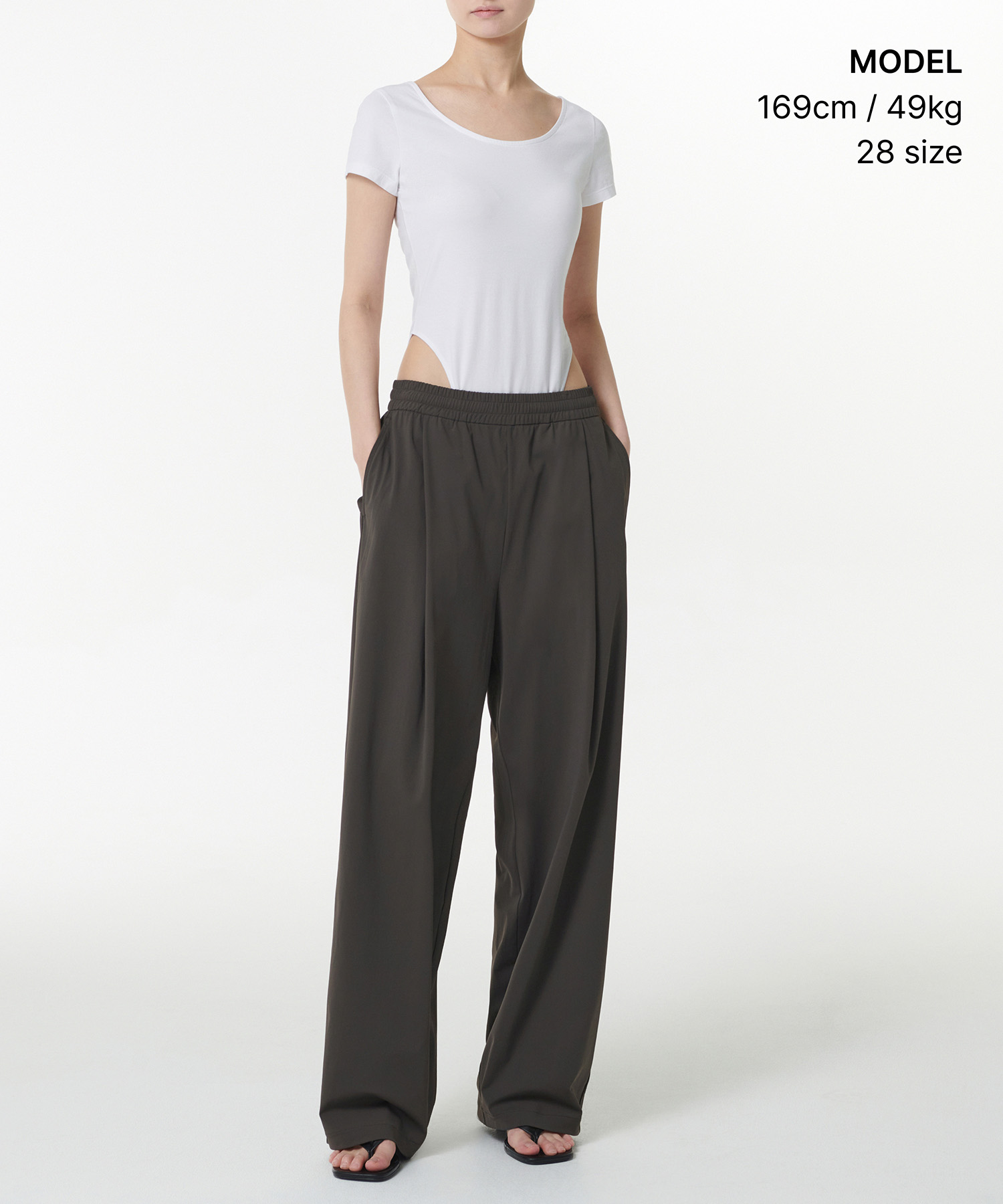 WOMENS COOLING DEEP TUCK WIDE BANDING брюки [GUNMETAL]