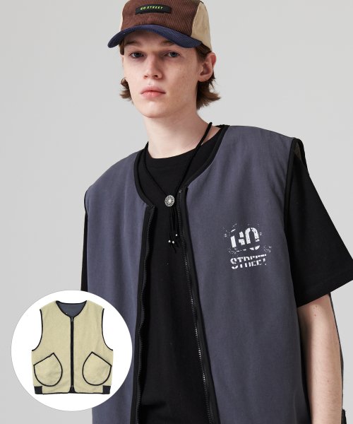 Двусторонний жилет из флиса шерпа Beige