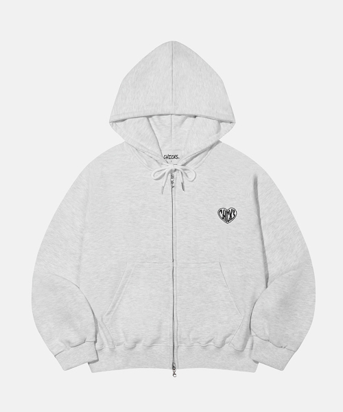 Heart Chicks лонгслив худи на молнии White Melange флис