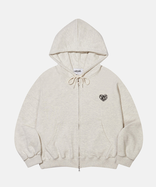 Heart Chicks лонгслив худи на молнии White Melange флис