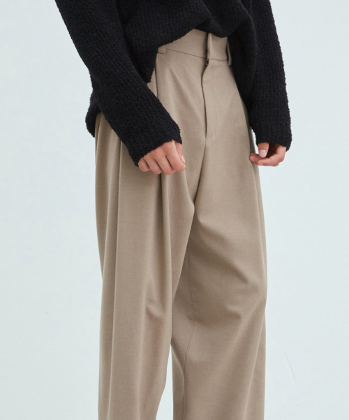 Широкие слаксы с двумя складками [Beige]