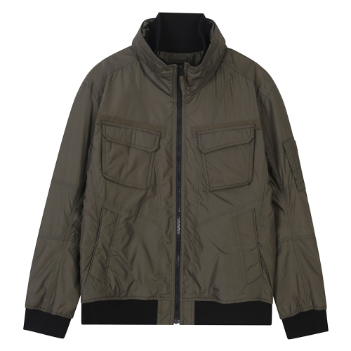 Нейлоновая куртка с высоким горлом на молнии (Dark Khaki)