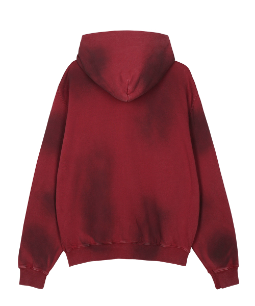 Gradation Washed Disk Logo Hood Zip-Up Brick
