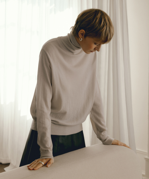 MARINO шерсть поло NECK KNIT_3COLOR