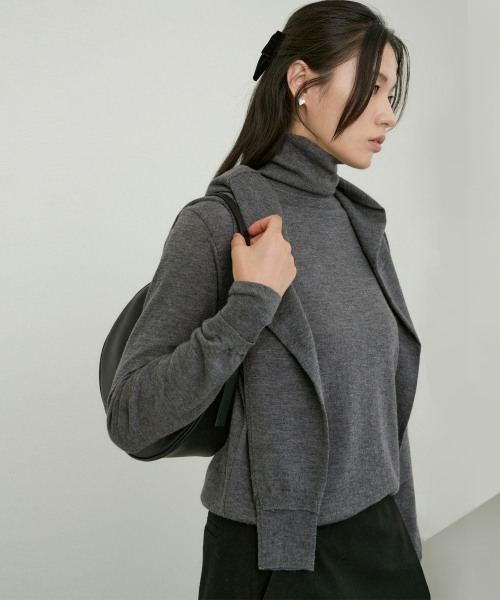 MARINO шерсть поло NECK KNIT_3COLOR