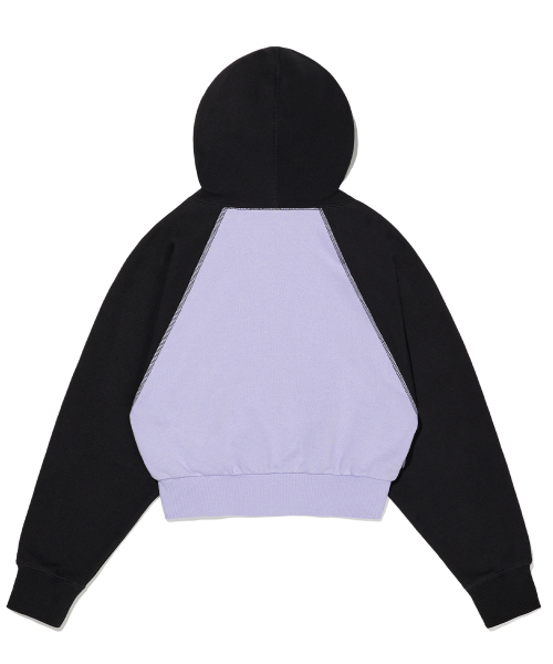 W RAGLAN STITCH HOOD ZIP UP - VIOLET