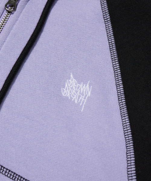 W RAGLAN STITCH HOOD ZIP UP - VIOLET