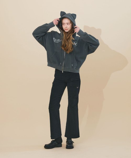 Вельветовые брюки карго клеш (Black)