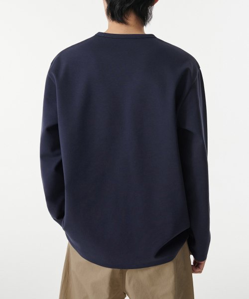 Тяжёлый лонгслив с круглым вырезом из ткани ponte [Navy]
