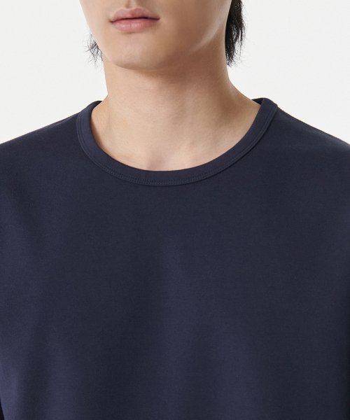 Тяжёлый лонгслив с круглым вырезом из ткани ponte [Navy]