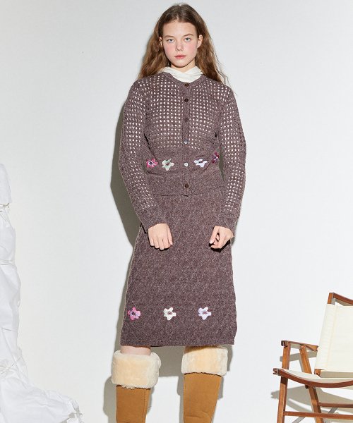POPPY EMBROIDERY кардиган/BROWN