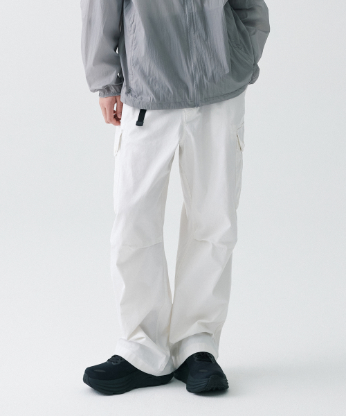 Широкие карго брюки с ремнем (White)