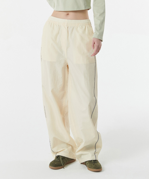 WOMENS SIDE LINE широкие TRACK брюки [CREAM]