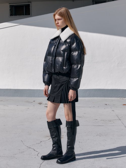 PARC Down Lambs Wool Collar Puffer Jacket_Black
