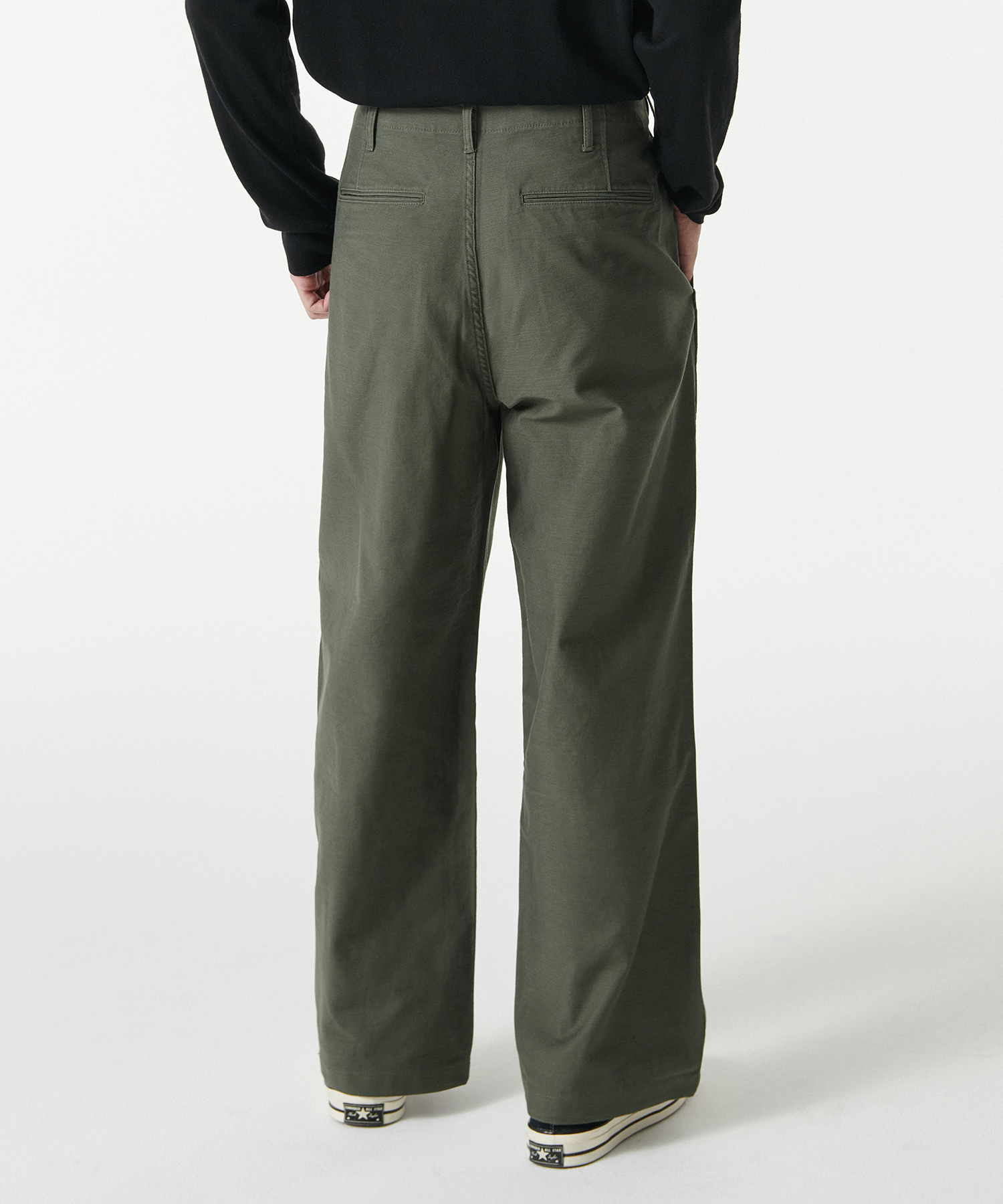 BACK SATIN широкие OFFICER брюки [KHAKI]