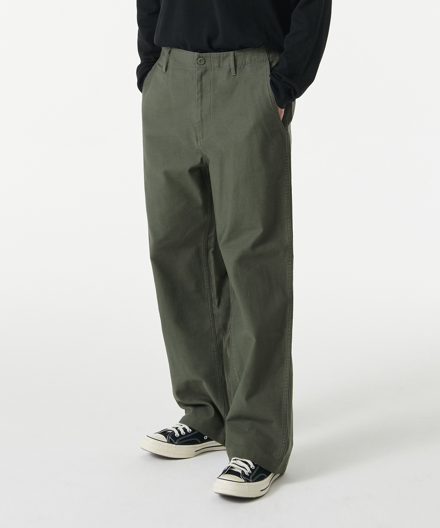 BACK SATIN широкие OFFICER брюки [KHAKI]
