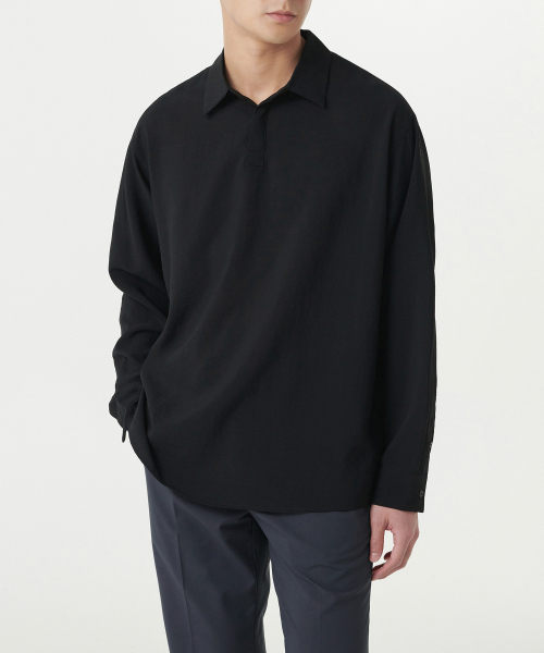 LELAXED LINEN LIKE TUNIC рубашка [BLACK]