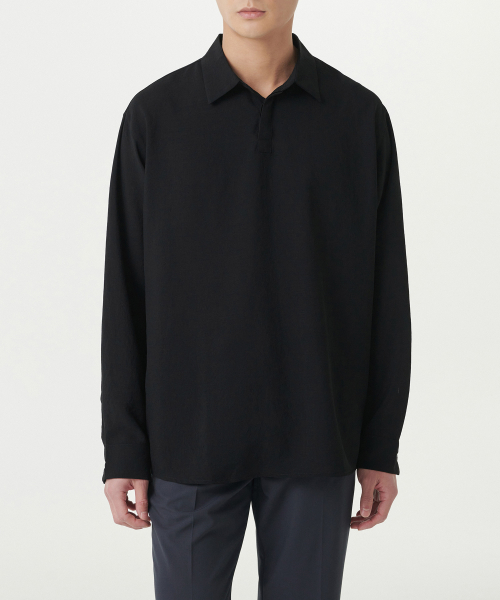 LELAXED LINEN LIKE TUNIC рубашка [BLACK]