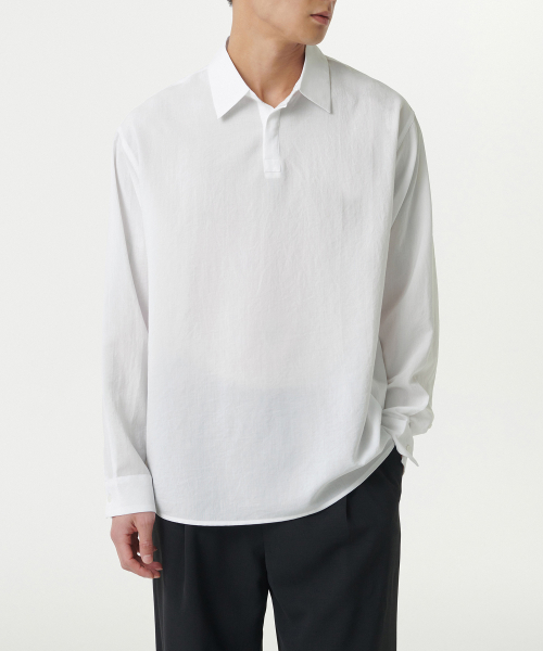 Льняная туника-рубашка relaxed fit [White]