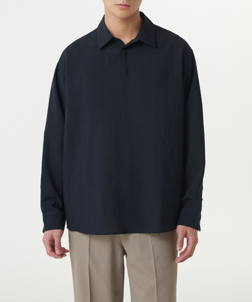 LELAXED LINEN LIKE TUNIC рубашка [NAVY]