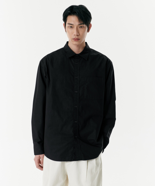 RELAXED WASHED POPLIN рубашка [BLACK]