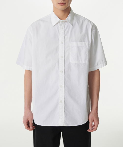 RELAXED WASHED POPLIN HALF SLEEVE рубашка [WHITE]