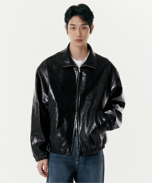 MUSINSA | MUSINSA STANDARD Patent Vegan Leather Track Jacket