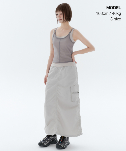 Womens Nylon Parachute Skirt [Ash Gray] thumbnail 2