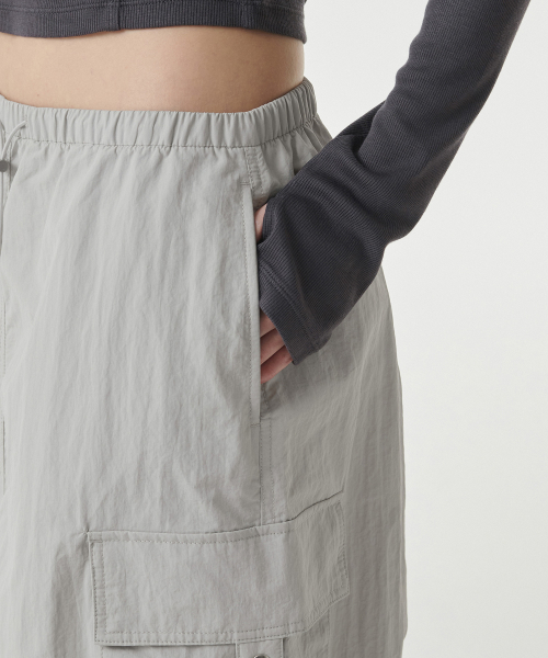 Womens Nylon Parachute Skirt [Ash Gray] thumbnail 7