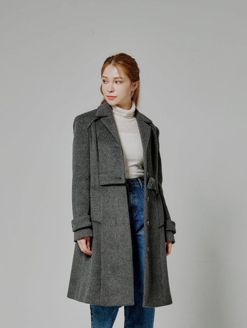 wool flared long пальто