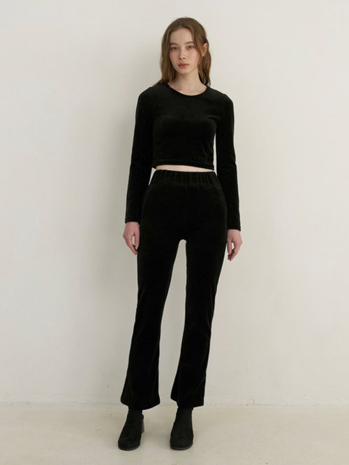 velvet топ & track брюки set up - black