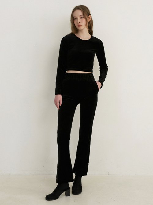 velvet топ & track брюки set up - black