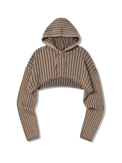 резинка трикотаж болеро с капюшоном BEIGE
