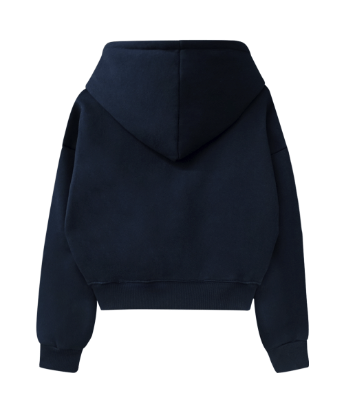 Fleece Cropped ZiP Hoodie тёмно-синий