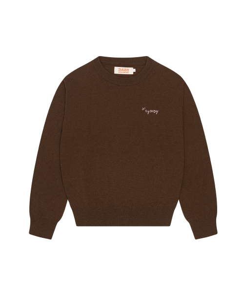 HEART PACTH CREWNECK KNIT brown