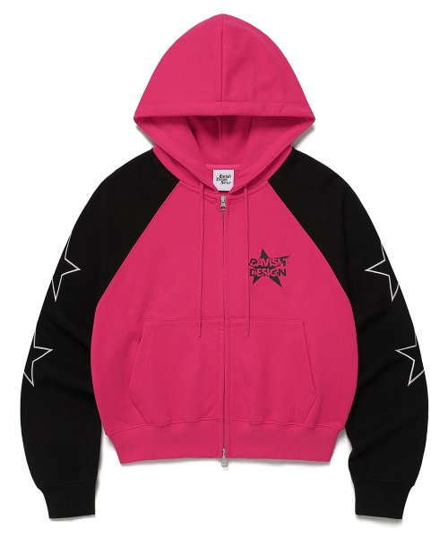 W RAGLAN BLOCK ZIP UP HOODIE PINK(CV2ESFM480A)