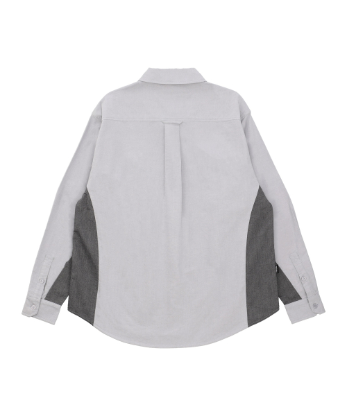 COLOR BLOCK OXFORD SHIRTS [GRAY]