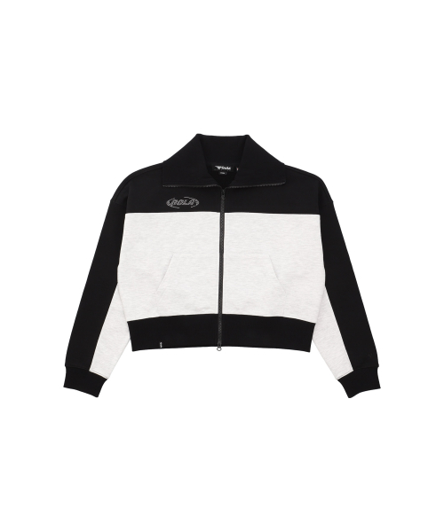W COLOR BLOCK ZIP-UP SWEATSHIRTS [BLACK]
