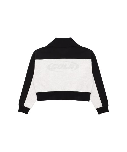 W COLOR BLOCK ZIP-UP SWEATSHIRTS [BLACK]