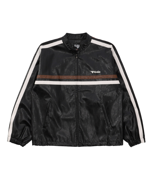 LINE POINT LEATHER JUMPER [BLACK]