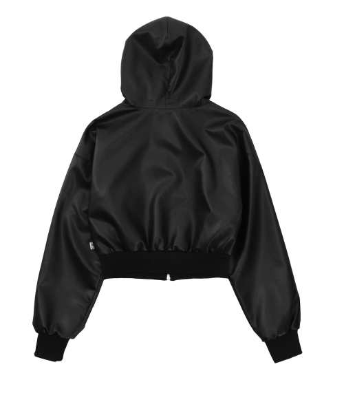 кожа худ молния джампер [BLACK]