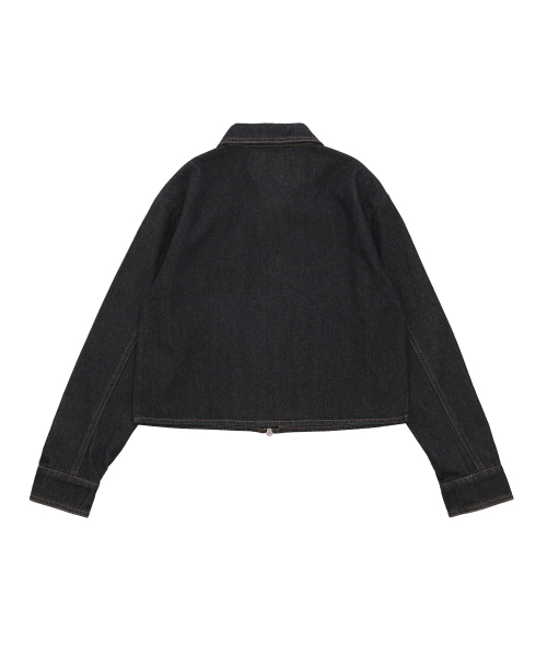 чёрный деним куртка [BLACK]