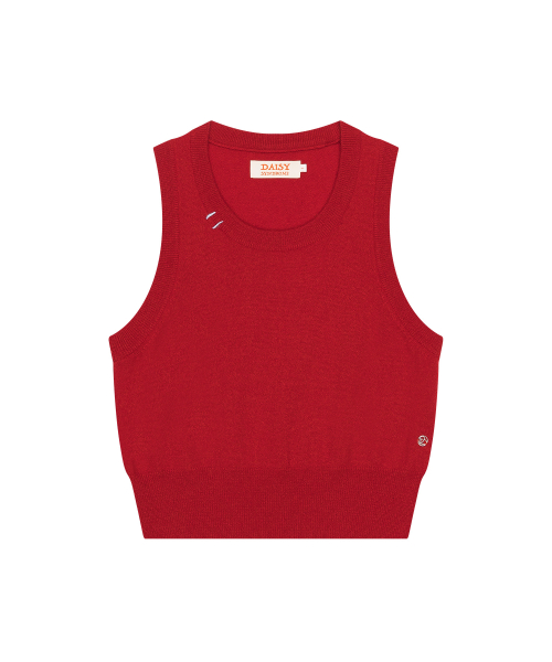 DAISY NEEDLE POINT KNIT VEST red