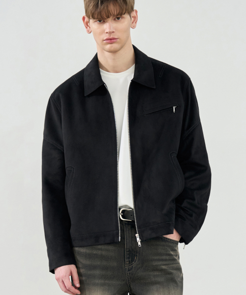 COVER-RACK SUADE BLOUSON JACKET [BLACK]