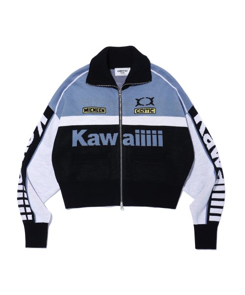 KWAIIIII RACING ZIP-UP KNIT BLUE